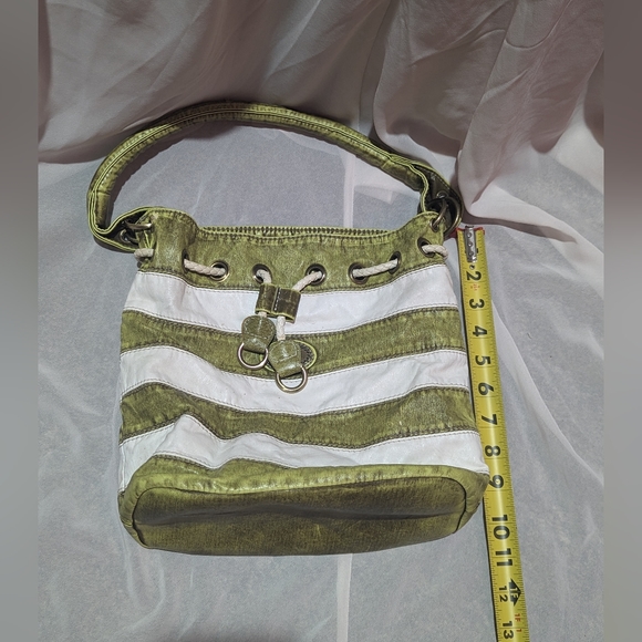 J & E New York Small Purse Green And White Stripes - Picture 11 of 11